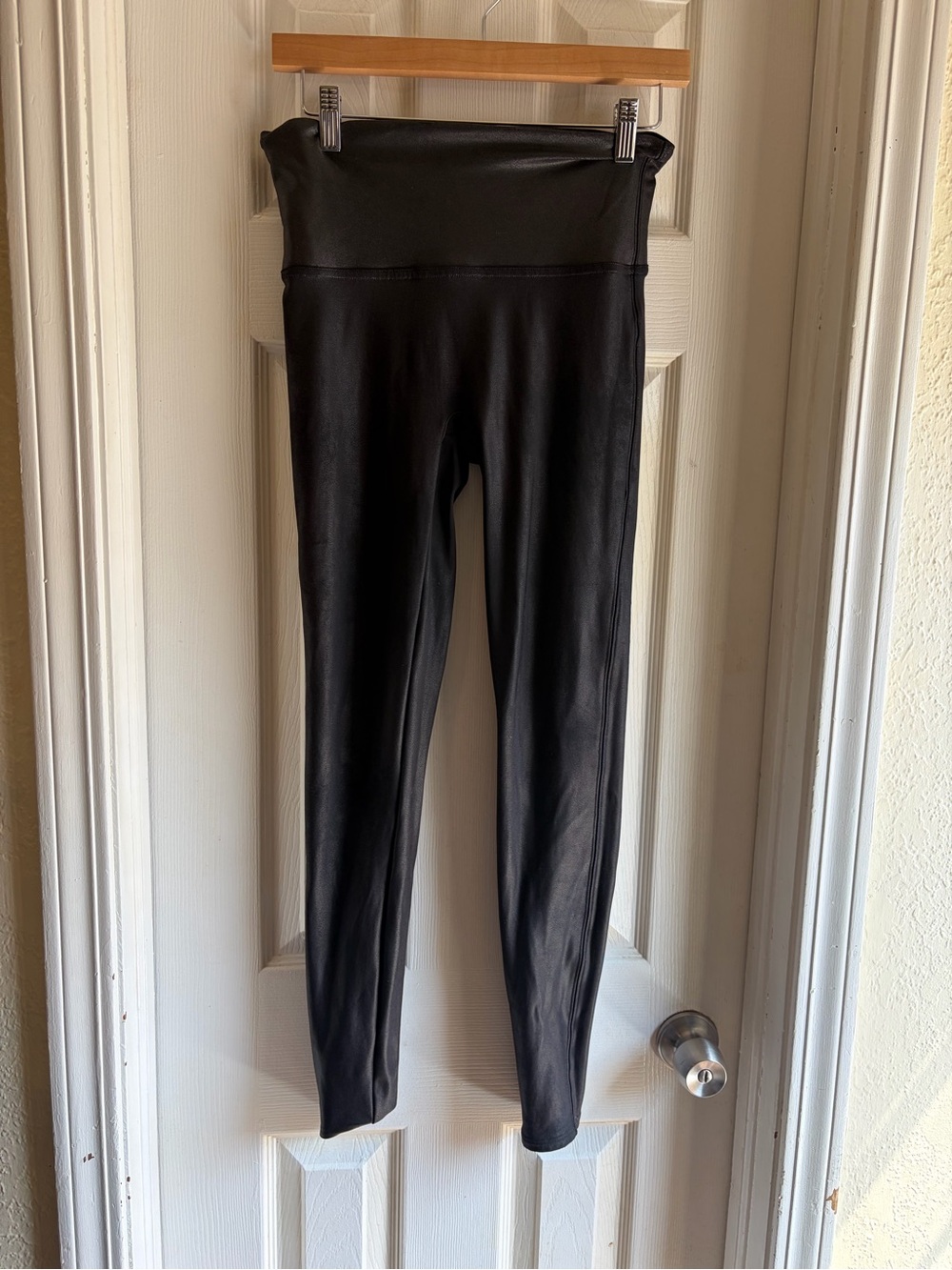 SPANX Black Leather Sculpting Leggings